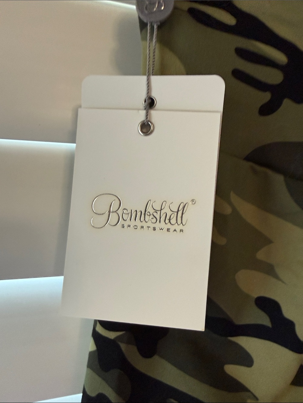 Bombshell Sportswear Olive Camo High-Rise Bike Shorts - Picture 3 of 6